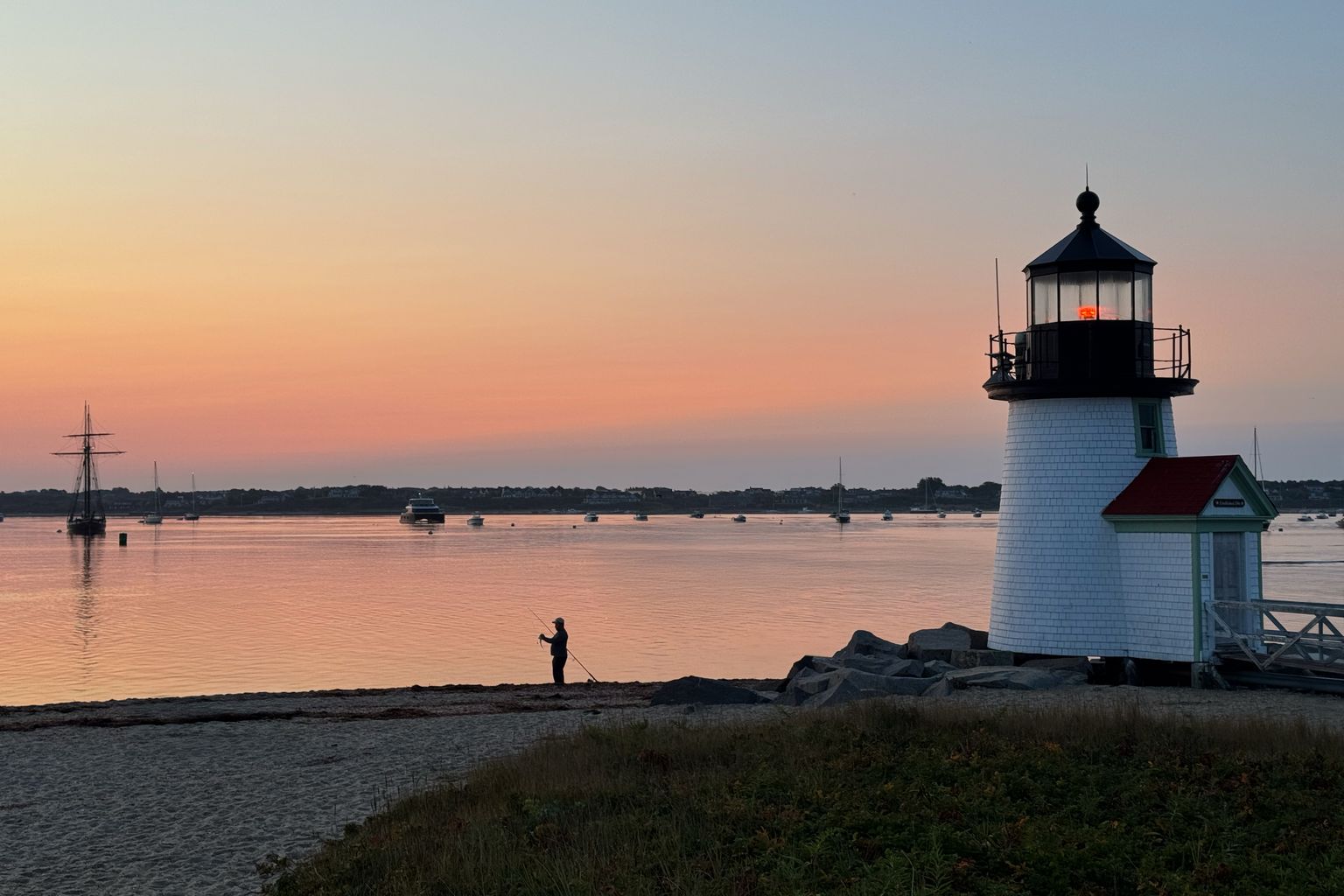 Brant Point Lighthouse near the Steamship Authority Nantucket ferry dock