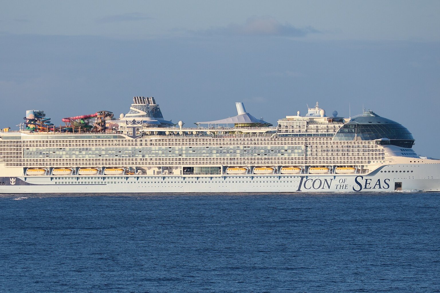 Icon of the Seas, the biggest cruise ship in the world, sailing off Puerto Rico