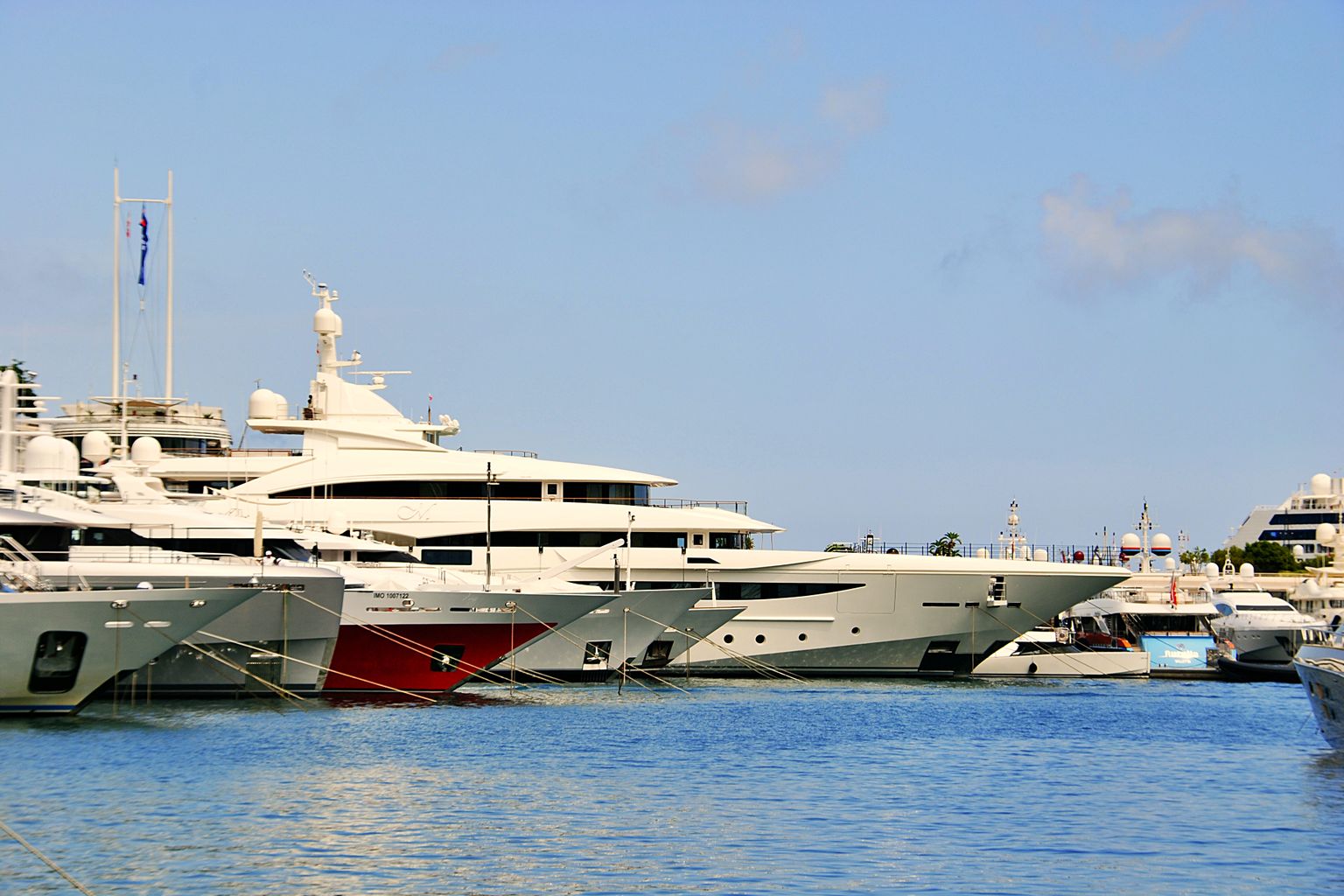 superyachts moored in Monaco, far larger than the lamborghini 63 yacht